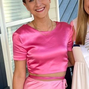 Zara Hot Pink Barbie Pink Backless Crop Top